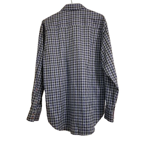 Robert Graham S Blue Purple Green Dress Shirt Hounds Tooth Long Sleeve - Picture 3 of 8